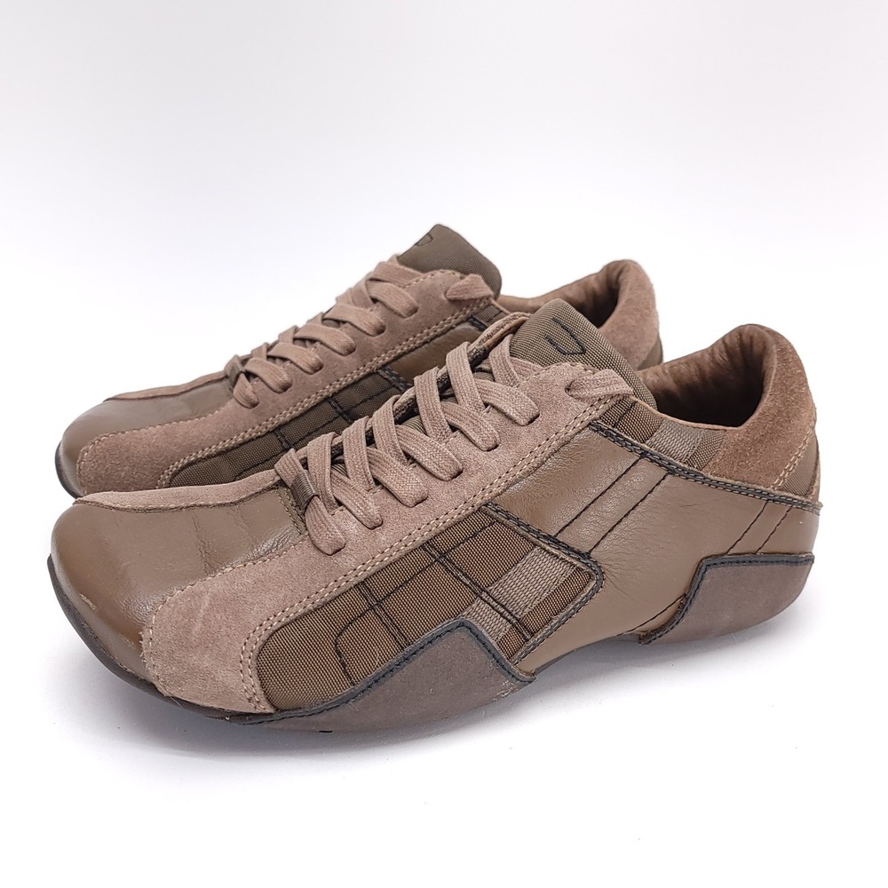 Diesel Auriga Mens Size 7 Vintage‎ Leather Square Toe Sneakers Brown Y2K